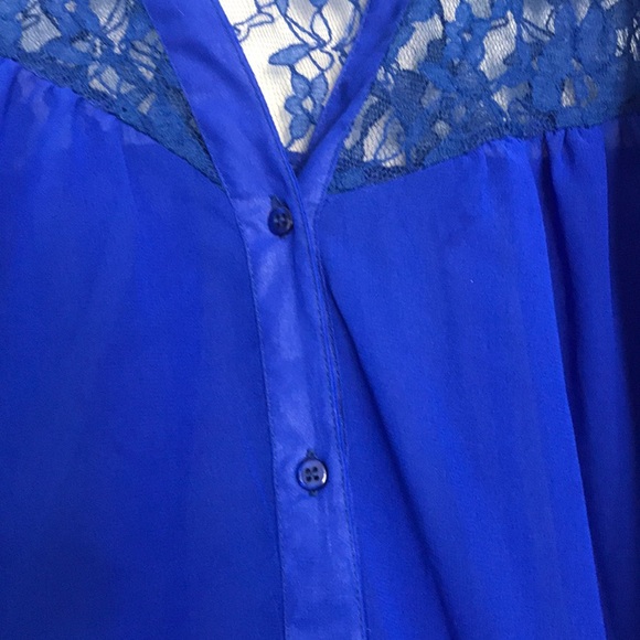Royal Blue Lace Sheer Top - Picture 8 of 12